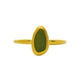 Green Sea Glass, Gold Vermeil - Size P