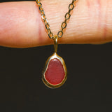 Red Sea Glass Necklace - Gold Vermeil