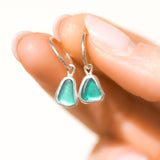 Green Sea Glass Hoops