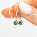 Green Sea Glass Hoops