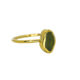 Green Sea Glass, Gold Vermeil - Size Q