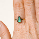 Green Sea Glass, Gold Vermeil - Size Q