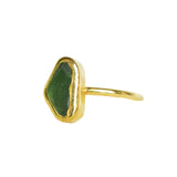 Green Sea Glass, Gold Vermeil - Size i (i)