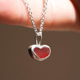 Red Sea Glass Heart Necklace