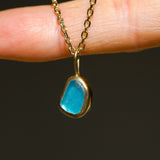 Blue Sea Glass Necklace - Gold Vermeil