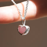 Pink Sea Glass Heart Necklace