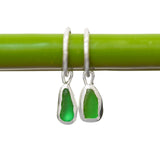 Green Sea Glass Hoops