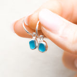 Blue Sea Glass Hoops