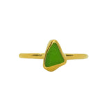 Green Sea Glass, Gold Vermeil - Size Q 1/2
