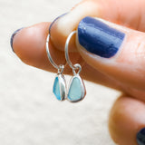 Blue Sea Glass Hoops