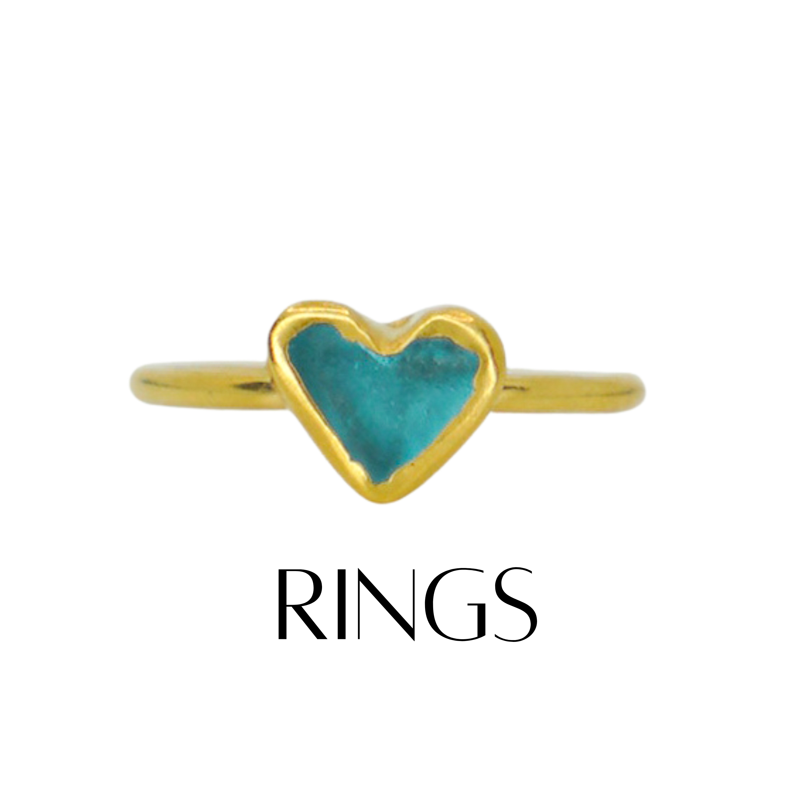 Sea Glass Heart Rings