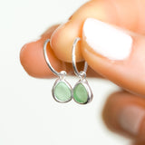 Green Sea Glass Hoops