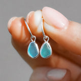 Blue Sea Glass Hoops