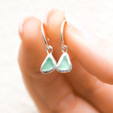 Green Sea Glass Hoops
