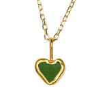 Green Sea Glass Heart Necklace, Gold Vermeil