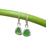 Green Sea Glass Hoops