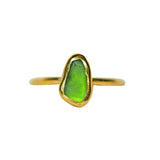 Green Sea Glass, Gold Vermeil - Size O