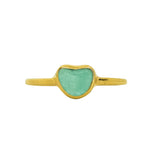 Green Sea Glass, Gold Vermeil - Size R