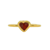 Red Sea Glass Heart, Gold Vermeil - Size N