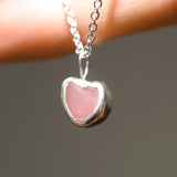 Pink Sea Glass Heart Necklace