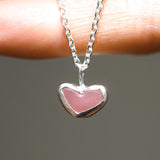 Pink Sea Glass Heart Necklace