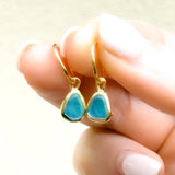 Blue Sea Glass Hoops - Gold Vermeil