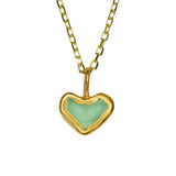 Green Sea Glass Heart Necklace, Gold Vermeil