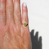 Green Sea Glass Heart, Gold Vermeil - Size H