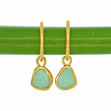 Green Sea Glass Hoops - Gold Vermeil