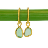Green Sea Glass Hoops - Gold Vermeil