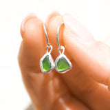 Green Sea Glass Hoops
