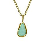 Green Sea Glass Necklace - Gold Vermeil