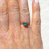 Blue Sea Glass Heart, Gold Vermeil - Size M