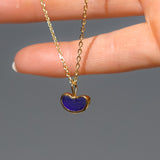 Blue Sea Glass Heart Necklace, Gold Vermeil