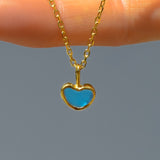 Blue Sea Glass Heart Necklace, Gold Vermeil