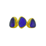 Blue Sea Glass, Gold Vermeil - Size M