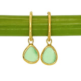 Green Sea Glass Hoops - Gold Vermeil