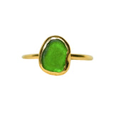 Green Sea Glass, Gold Vermeil - Size N 1/2
