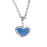 Blue Sea Glass Heart Necklace