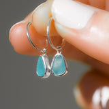Blue Sea Glass Hoops