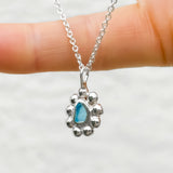 Blue Sea Glass Sun Necklace