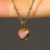 Pink Sea Glass Heart Necklace, Gold Vermeil