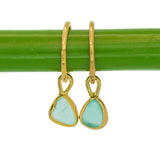 Green Sea Glass Hoops - Gold Vermeil