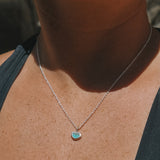 Blue Sea Glass Heart Necklace
