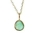 Green Sea Glass Necklace - Gold Vermeil