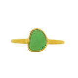 Green Sea Glass, Gold Vermeil - Size U