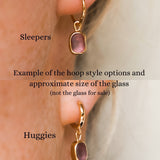 Amber Sea Glass Hoops - Gold Vermeil