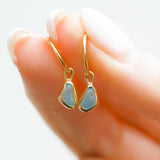 Blue Sea Glass Hoops - Gold Vermeil