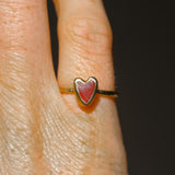 Red Sea Glass Heart, Gold Vermeil - Size K