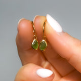 Green Sea Glass Hoops - Gold Vermeil